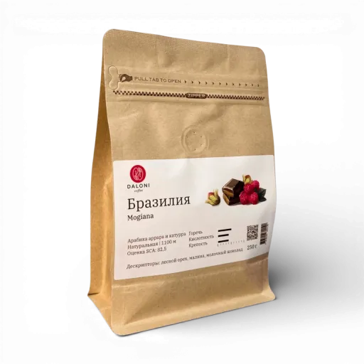Daloni Кофе Бразилия Можиана в зернах для фильтра и эспрессо 250 гр