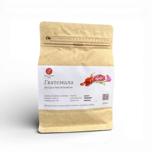 Daloni Кофе Гватемала Антигуа Сан-Себастьян в зернах для эспрессо 250 гр