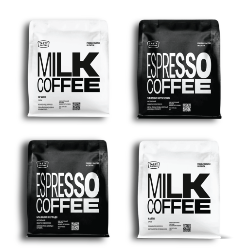 Универсальный набор кофе в зернах Tasty Coffee «Микс: эспрессо и молоко» 4 х 250 г