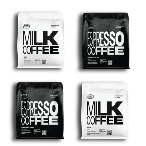 Универсальный набор кофе в зернах Tasty Coffee «Микс: эспрессо и молоко» 4 х 250 г Универсальный набор кофе в зернах Tasty Coffee «Микс: эспрессо и молоко» 4 х 250 г